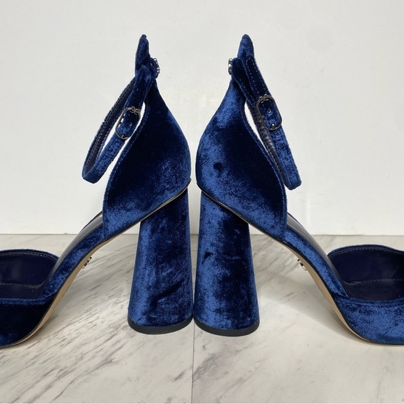 Sam Edelman Christine Blue Black Block Heel Sandal 8 - Picture 9 of 14